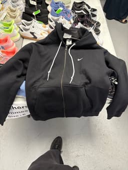 Nike men's full-zip hoodie (black, small embroidered Swoosh) - AI says Real