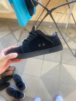 Christian Louboutin Louis Junior Flat Sneakers (Black Suede) - AI says Fake